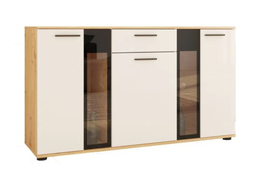 dąb artisan + biały komoda